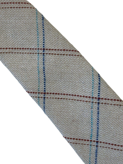 beige cream check tweed style mens tie 100% wool