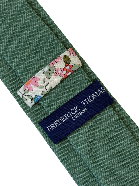 forest fern avocado green 100% cotton tie