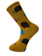 mustard yellow gold socks with hedgehog design