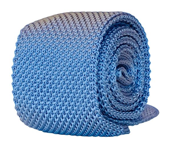 cornflower blue knitted tie