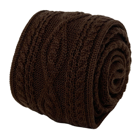 chocolate brown cable knitted mens tie