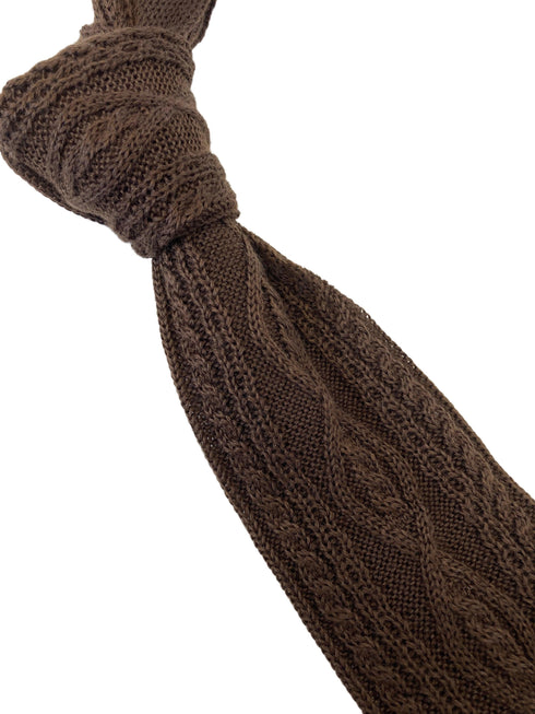 chocolate brown cable knitted mens tie