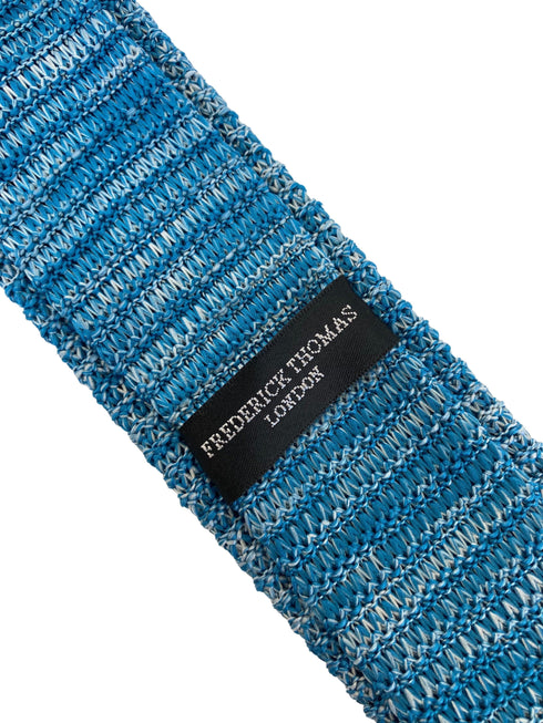 turquoise and white speckled mens knit-ted tie
