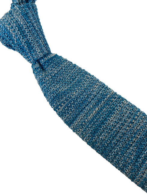 turquoise and white speckled mens knit-ted tie