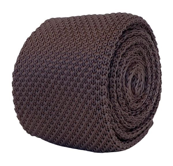 taupe brown mens knitted tie