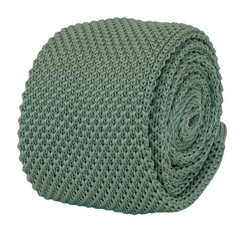 sage light green mens knitted tie