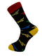 black socks with multicoloured dog design
