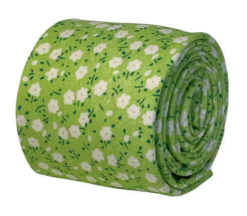 spring green floral mens cotton tie