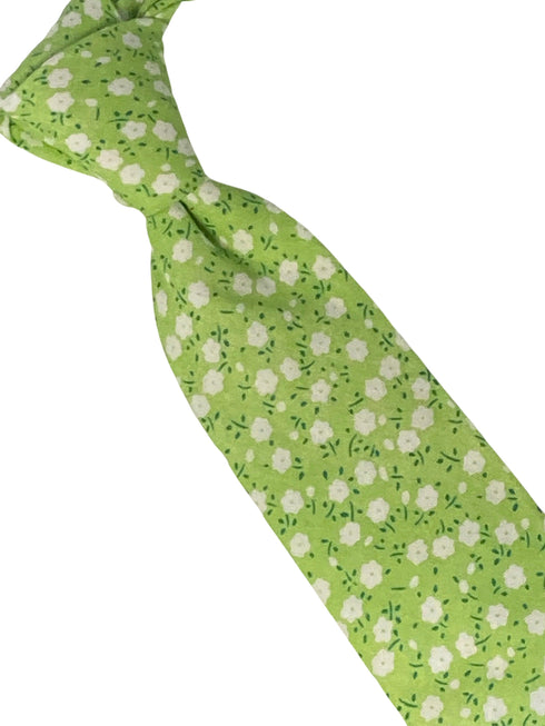 spring green floral mens cotton tie