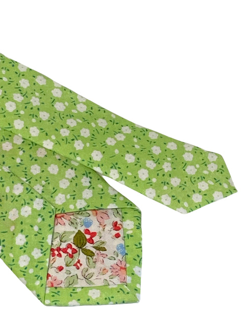 spring green floral mens cotton tie