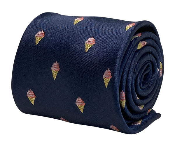 navy mens tie with ice cream quirky design