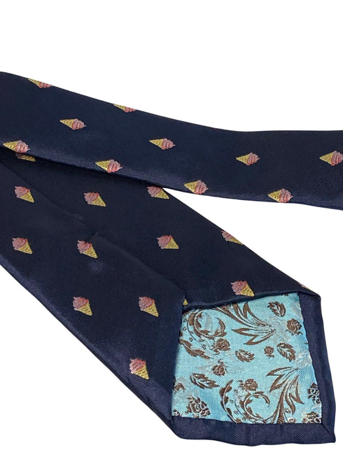 navy mens tie with ice cream quirky design
