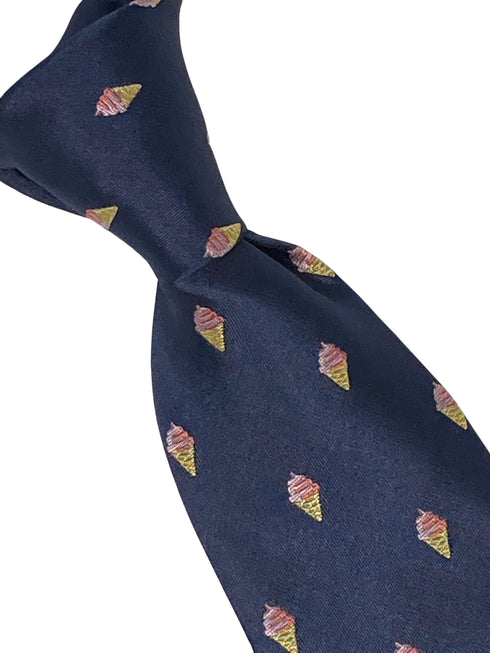 navy mens tie with ice cream quirky design