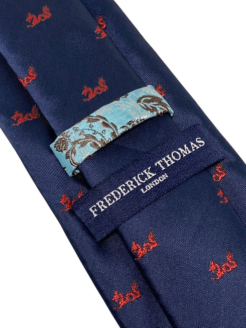 navy mens tie with chinese red dragon national symbol