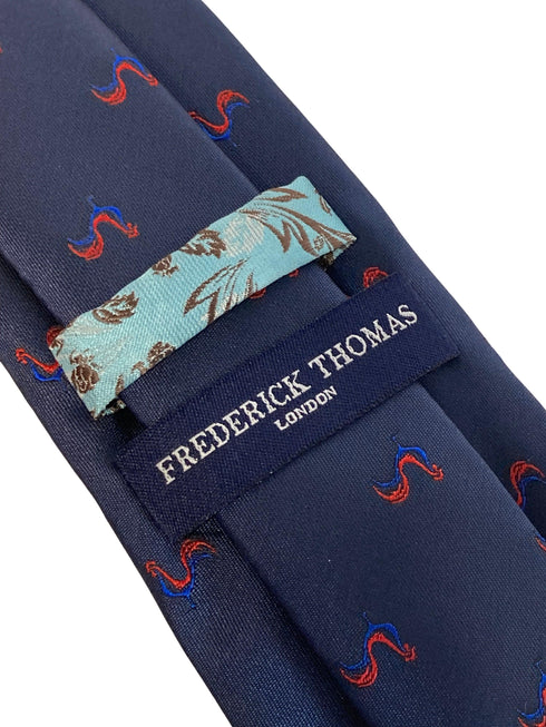 navy mens tie with french cockerel design national symbol