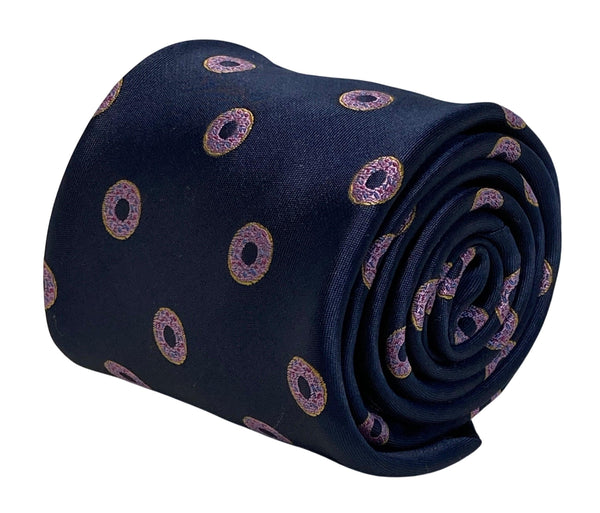 navy mens tie with doughnut donut quirky design