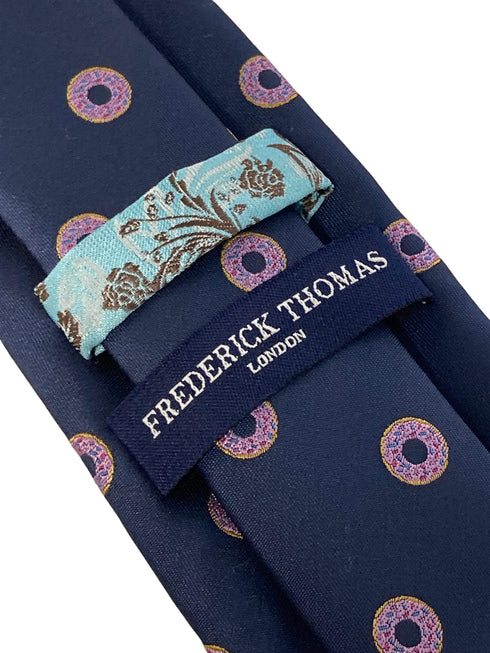 navy mens tie with doughnut donut quirky design