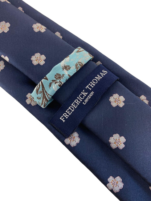 navy mens tie with japanese cherry blossom design national symbol