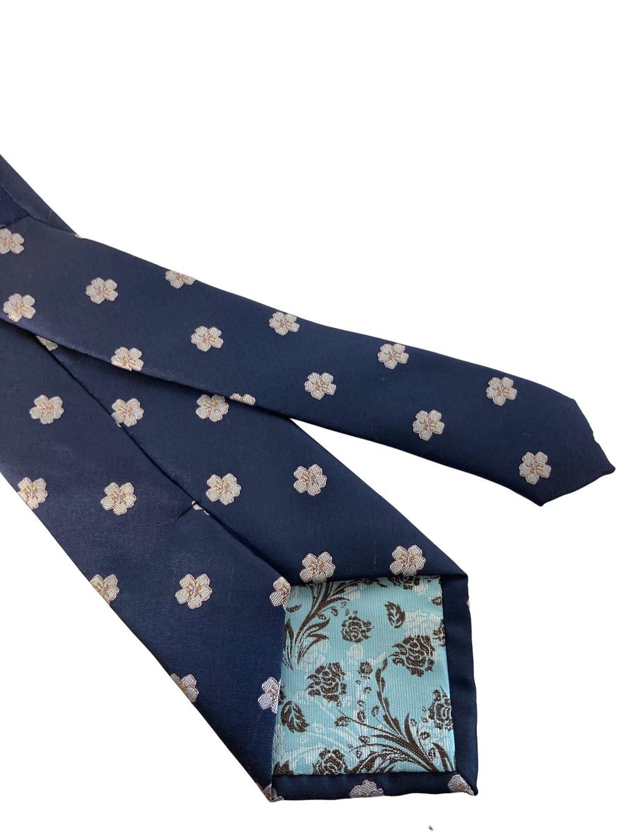 navy mens tie with japanese cherry blossom design national symbol