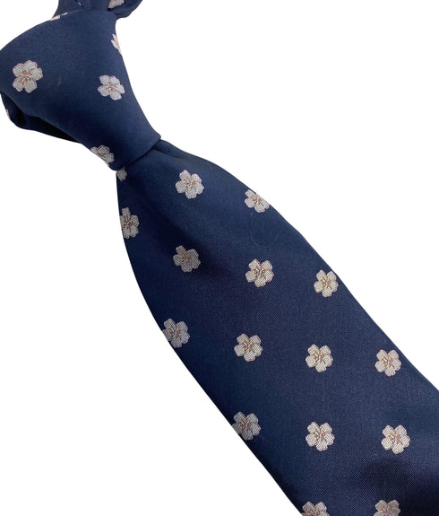 navy mens tie with japanese cherry blossom design national symbol