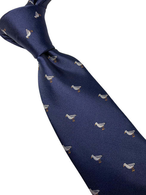 navy mens tie with seagull bird quirky design