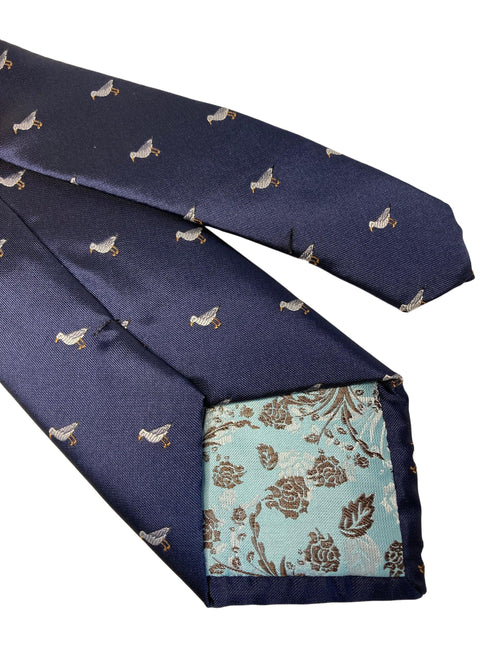 navy mens tie with seagull bird quirky design