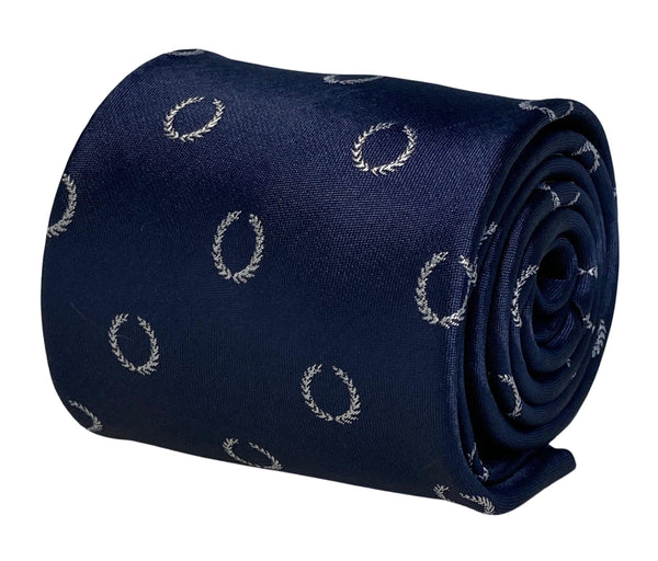 navy mens tie with greek laurel wreath design greece national symbol design