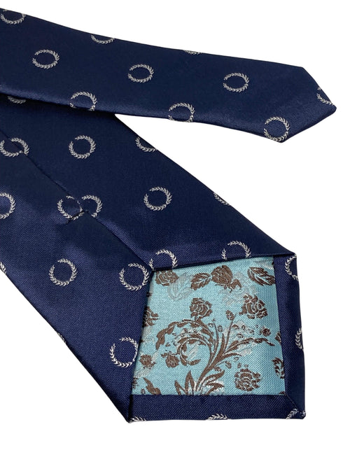 navy mens tie with greek laurel wreath design greece national symbol design