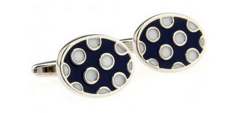 navy and white spotty cufflinks