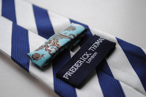 navy blue and silver grey striped tie