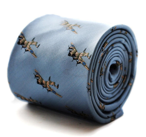 light blue tie with lancaster bomber pattern