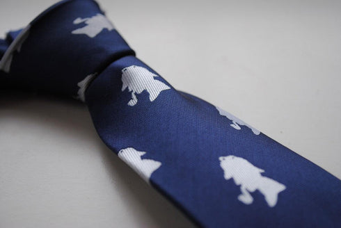 navy tie with sherlock holmes design
