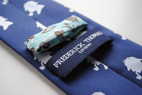 navy tie with sherlock holmes design