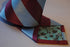 maroon and light blue barber striped tie