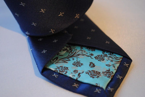 navy fleur de lis patterned tie