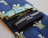 navy blue tie with prince of wales feathers badge print design