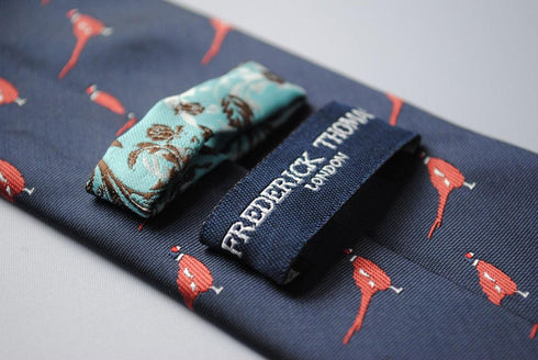 navy tie with pheasant design