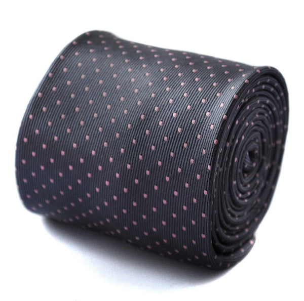 dark grey tie with pale pink pin spots