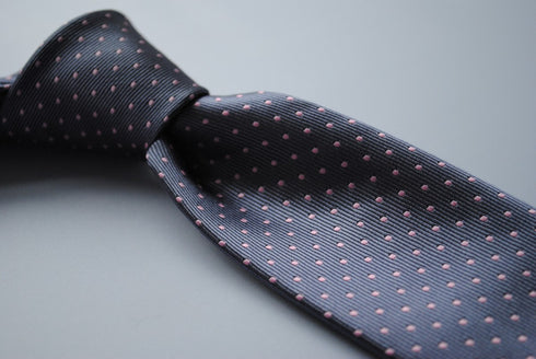 dark grey tie with pale pink pin spots