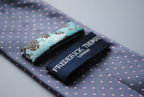dark grey tie with pale pink pin spots