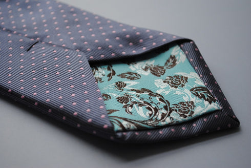 dark grey tie with pale pink pin spots