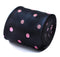 navy blue tie with pink polka dots