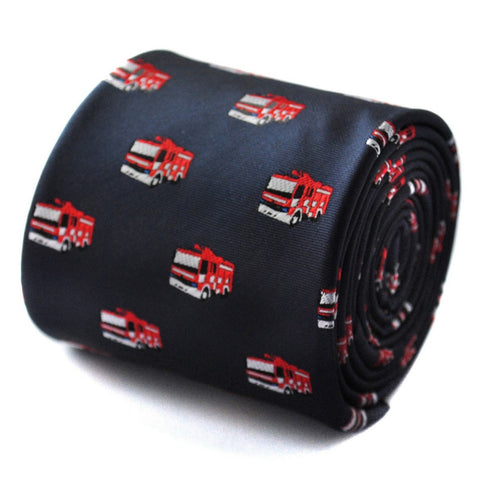 navy with red fire engine pattern tie