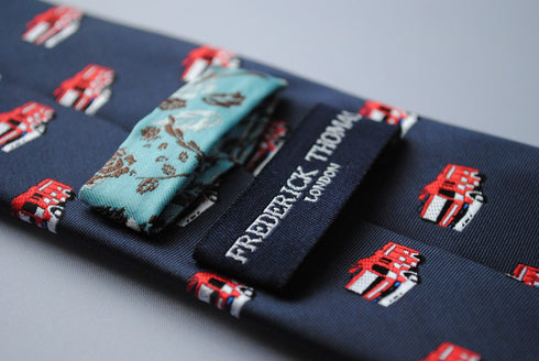 navy with red fire engine pattern tie