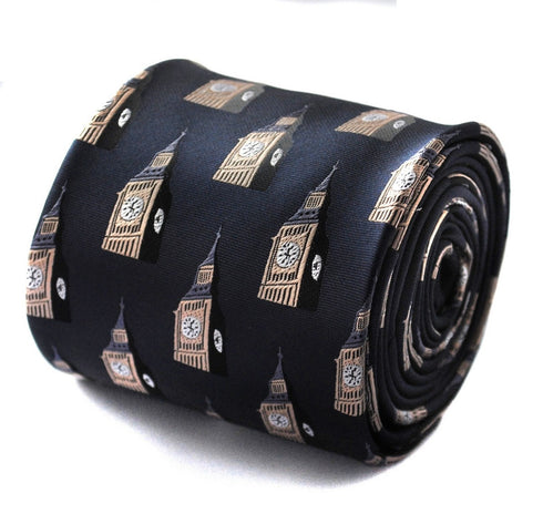 navy with big ben pattern tie