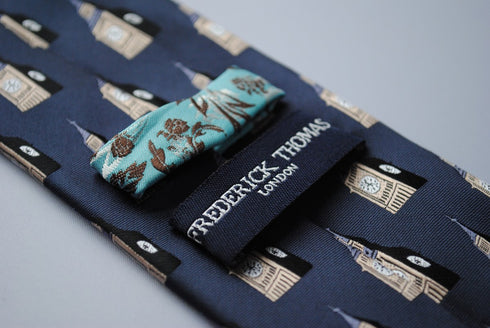 navy with big ben pattern tie