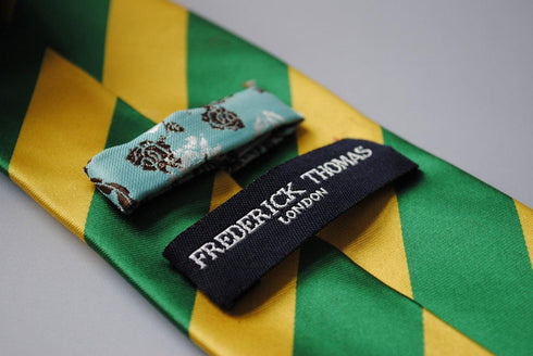 yellow and green barber stripe tie