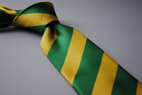 yellow and green barber stripe tie