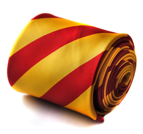 yellow and red barber striped tie