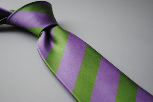green and purple barber stripe tie
